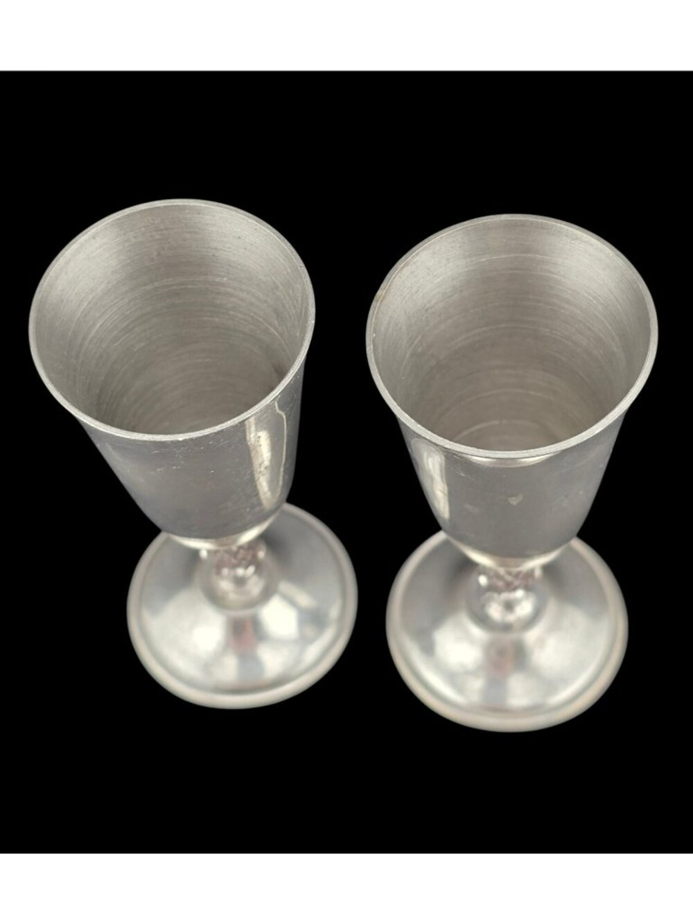 Set Of 2 Vintage Pewter Cordial/Shot Goblets With Ornate Pineapple Stem - Picture 6 of 9